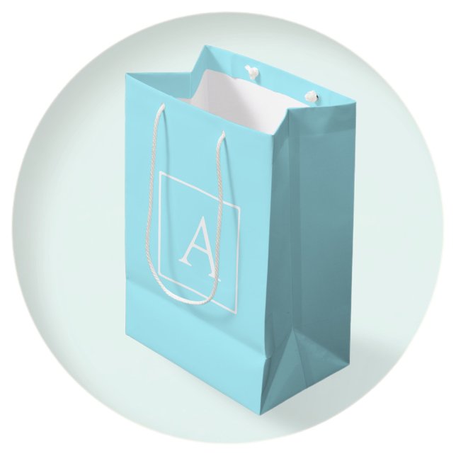 Simple Sky Blue Monogram Medium Gift Bag (Creator Uploaded)