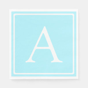 Simple Sky Blue Monogram Napkin