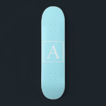 Simple Sky Blue Monogram Skateboard<br><div class="desc">Thank you for your purchase!</div>