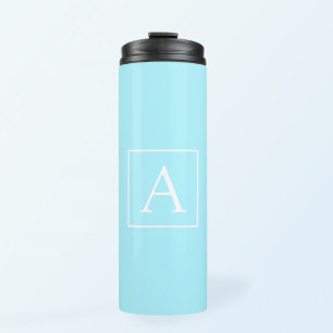 Simple Sky Blue Monogram Thermal Tumbler