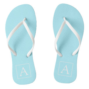 Simple Sky Blue Monogram Thongs