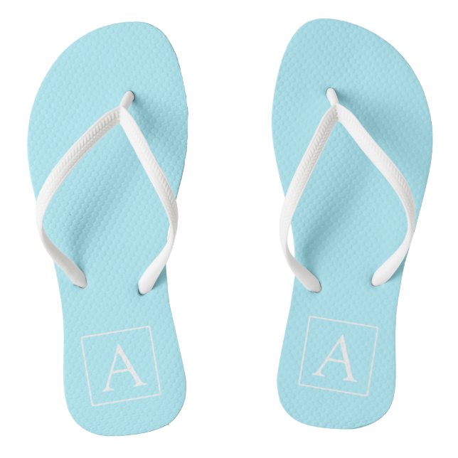 Simple Sky Blue Monogram Thongs (Footbed)