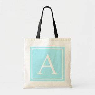 Simple Sky Blue Monogram Tote Bag