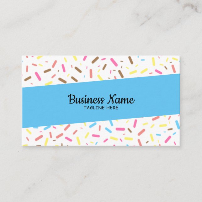 Simple Sky Blue Sprinkles Frosting Ice Cream Shop Business Card (Front)
