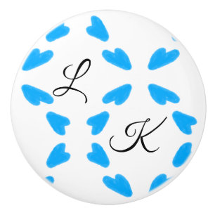 Simple sky blue watercolor add your monogram name  ceramic knob