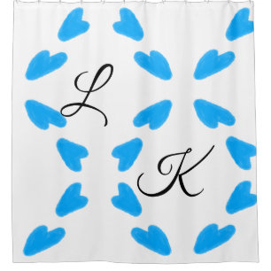 Simple sky blue watercolor add your monogram name  shower curtain