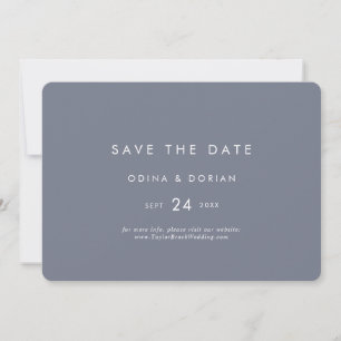 Simple Slate Blue Grey Horizontal Save The Date