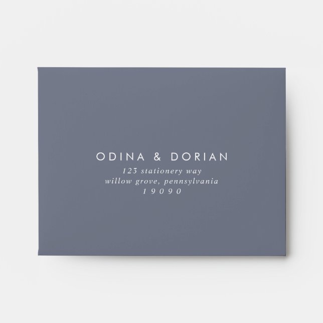 Simple Slate Blue Grey Self-Addressed RSVP Envelope (Front)