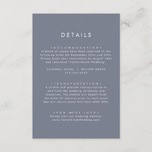 Simple Slate Blue Grey Wedding Details Enclosure Card