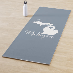 Simple Slate Blue Michigan Home State Map Yoga Mat