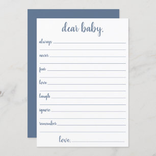 Simple Slate Dear Baby Dusty Blue Keepsake Card