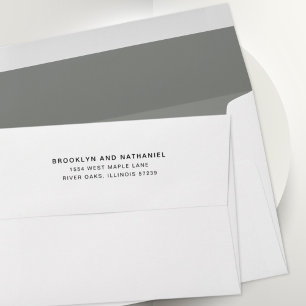 Simple Slate Grey Return Address Lined Envelope