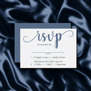 Simple Slate Script Dusty Blue Entree Choice RSVP Card