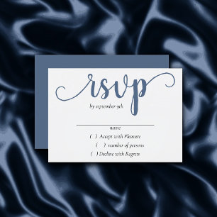 Simple Slate Script   Dusty Blue Flourish Event  RSVP Card