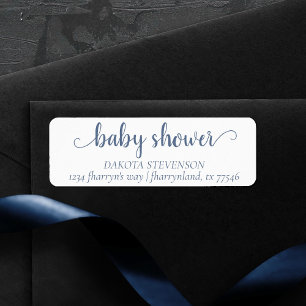 Simple Slate Script   Dusty Blue Return Address Return Address Label