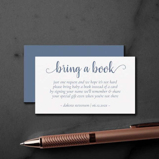 Simple Slate Shower | Dusty Blue Bring a Book Enclosure Card (Creator Uploaded)
