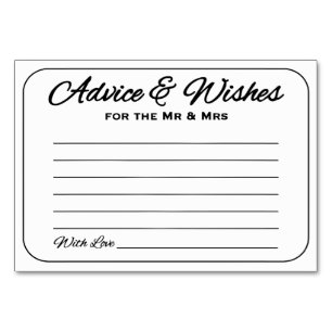 Simple & Sleek Advice and Wishes Table Number