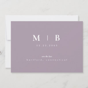 Simple Sleek Lavender Monogram Wedding Save The Da Date