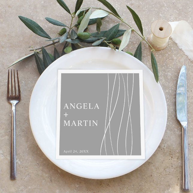 Simple Sleek Lines Silver Grey Napkin (Creator Uploaded)