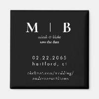 Simple Sleek Monogram B/W Wedding Save the Date