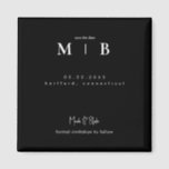 Simple Sleek Monogram Black Wedding Save the Date Magnet<br><div class="desc">Contemporary Monogram Black Wedding Save the Date Magnet.  Formal invitation to follow.</div>