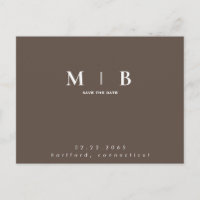 Simple & Sleek Monogram Chocolate Save the Date 