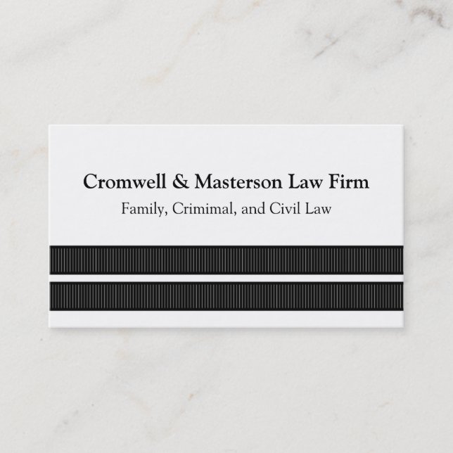 Simple Sleek Stripes Business Card, Black Card (Front)