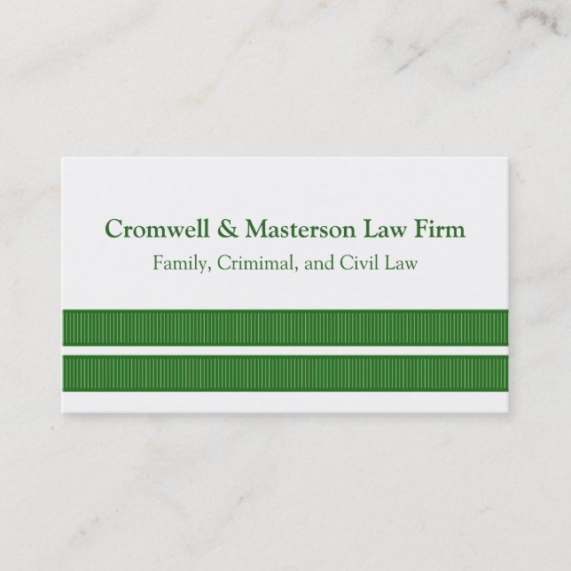 Simple Sleek Stripes Business Card, Green Card (Front)