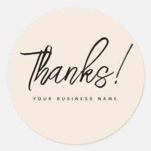 Simple small business beige thank you  classic round sticker