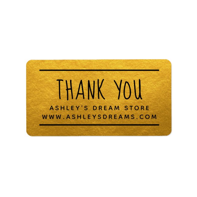 Simple Small Business Gold Thank You Sticker (Front)