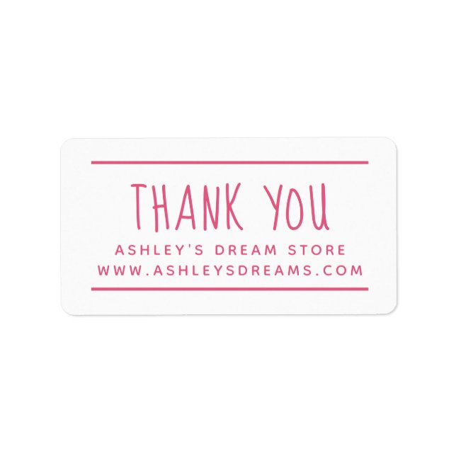Simple Small Business Hot Pink Thank You Sticker (Front)