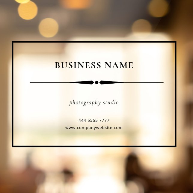 Simple Small Business Name Black Frame Transparent (Simple Small Business Name Black Frame Transparent Window Cling)