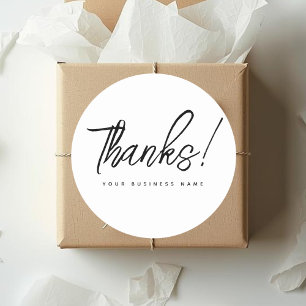 Simple small business white thank you  classic round sticker