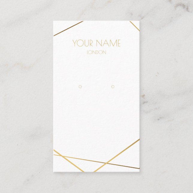 Simple small gold geometric earring display business card (Front)