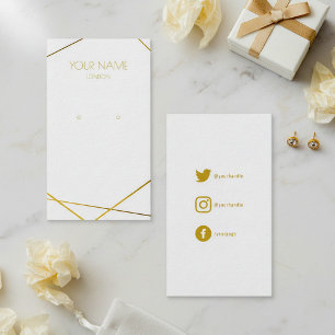 Simple small gold geometric earring display business card