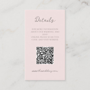 Simple Small Minimalist Misty Rose Wedding Details Business Card