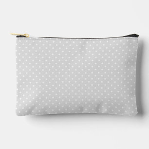 Simple Small White Polka Dot on Soft Grey Accessory Pouch