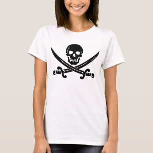 Simple Smiling Pirate Skull with Crossed Swords T-Shirt