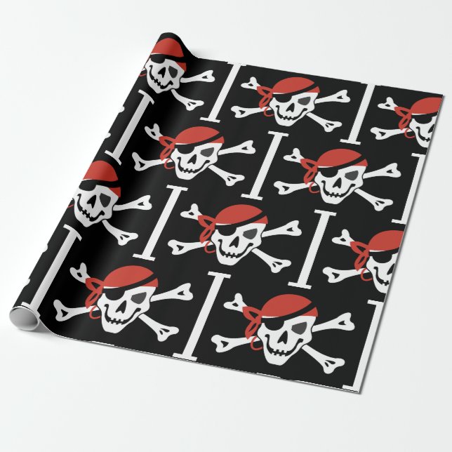 Simple Smiling Pirate Skull  Wrapping Paper (Unrolled)