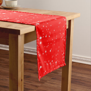 Simple Snow and Stars on RED or Your Color Short Table Runner