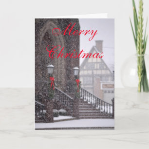 Simple Snow Church Christmas greeting cards