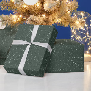 Simple snow stars speckles green white holiday wrapping paper