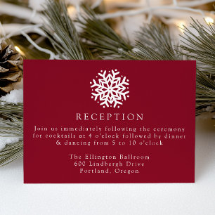 Simple Snowflake Burgundy Wedding Reception Enclosure Card