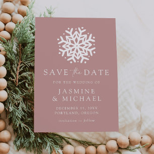 Simple Snowflake Dusty Rose Save The Date