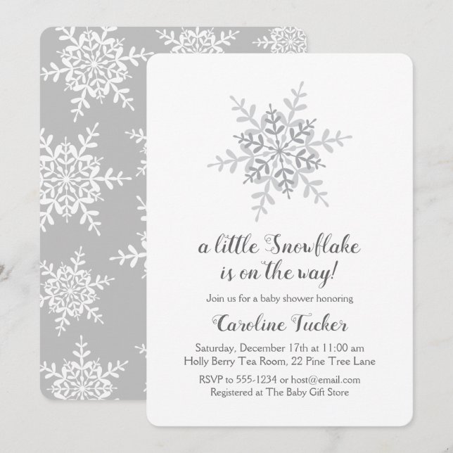 Simple Snowflake Gender Neutral Baby Shower Invitation (Front/Back)
