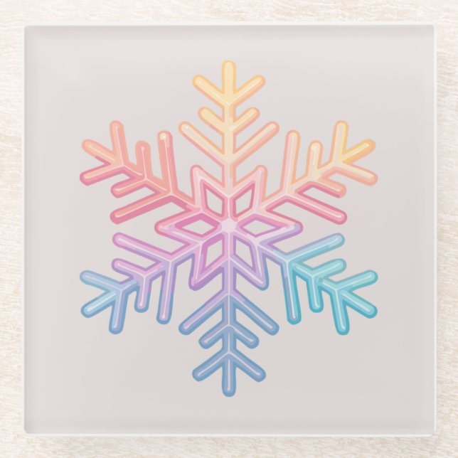 Simple Snowflake Glass Coaster (Front)