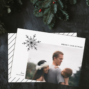 Simple Snowflake Japandi Christmas Photo  Holiday Card