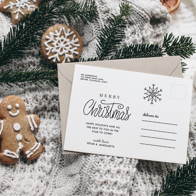 Simple Snowflake Minimal Holiday Postcard (Creator Uploaded)