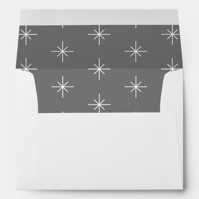 Simple Snowflake Pattern Grey White  Envelope (Back (Bottom))