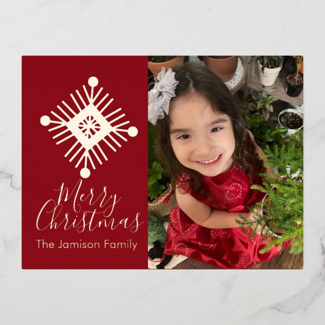Simple Snowflake Photo Foil Holiday (Front)